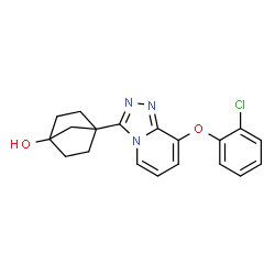 ChemSpider 2D Image | 4-[8-(2-Chlorophenoxy)[1,2,4]triazolo[4,3-a]pyridin-3-yl]bicyclo[2.2.1]heptan-1-ol | C19H18ClN3O2