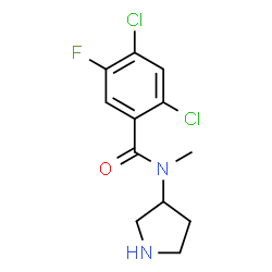 ChemSpider 2D Image | 2,4-Dichloro-5-fluoro-N-methyl-N-(3-pyrrolidinyl)benzamide | C12H13Cl2FN2O