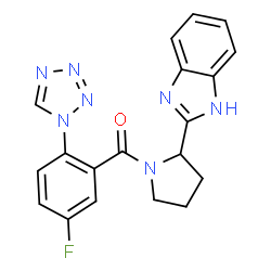 ChemSpider 2D Image | [2-(1H-Benzimidazol-2-yl)-1-pyrrolidinyl][5-fluoro-2-(1H-tetrazol-1-yl)phenyl]methanone | C19H16FN7O