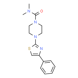 ChemSpider 2D Image | N,N-Dimethyl-4-(4-phenyl-1,3-thiazol-2-yl)-1-piperazinecarboxamide | C16H20N4OS