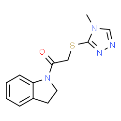 ChemSpider 2D Image | 1-(2,3-Dihydro-1H-indol-1-yl)-2-[(4-methyl-4H-1,2,4-triazol-3-yl)sulfanyl]ethanone | C13H14N4OS