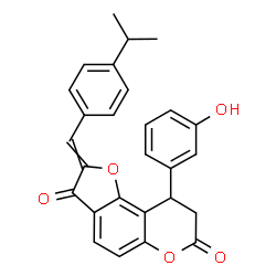 ChemSpider 2D Image | (2Z)-9-(3-Hydroxyphenyl)-2-[(Z)-(4-isopropylphenyl)methylene]-8,9-dihydro-7H-furo[2,3-f]chromene-3,7(2H)-dione | C27H22O5