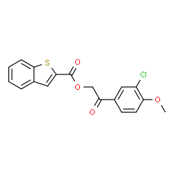 ChemSpider 2D Image | 2-(3-Chloro-4-methoxyphenyl)-2-oxoethyl 1-benzothiophene-2-carboxylate | C18H13ClO4S