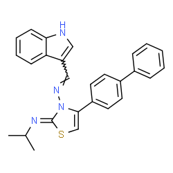 ChemSpider 2D Image | (2Z)-4-(4-Biphenylyl)-3-[(E)-(1H-indol-3-ylmethylene)amino]-N-isopropyl-1,3-thiazol-2(3H)-imine | C27H24N4S