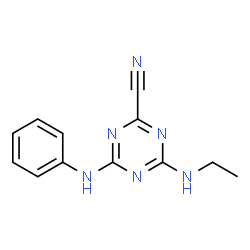 ChemSpider 2D Image | 4-Anilino-6-(ethylamino)-1,3,5-triazine-2-carbonitrile | C12H12N6