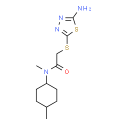 ChemSpider 2D Image | 2-[(5-Amino-1,3,4-thiadiazol-2-yl)sulfanyl]-N-methyl-N-(4-methylcyclohexyl)acetamide | C12H20N4OS2
