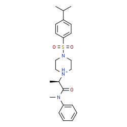 ChemSpider 2D Image | 4-[(4-Isopropylphenyl)sulfonyl]-1-{(2R)-1-[methyl(phenyl)amino]-1-oxo-2-propanyl}piperazin-1-ium | C23H32N3O3S