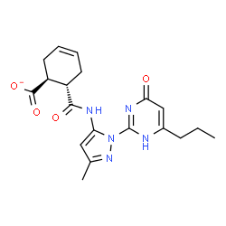ChemSpider 2D Image | (1S,6S)-6-{[3-Methyl-1-(4-oxo-6-propyl-1,4-dihydro-2-pyrimidinyl)-1H-pyrazol-5-yl]carbamoyl}-3-cyclohexene-1-carboxylate | C19H22N5O4