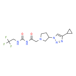 ChemSpider 2D Image | 2-[3-(4-Cyclopropyl-1H-1,2,3-triazol-1-yl)-1-pyrrolidinyl]-N-[(2,2,2-trifluoroethyl)carbamoyl]acetamide | C14H19F3N6O2