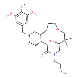 ChemSpider 2D Image | (4aS,9R,15aR)-9-Hydroxy-7-(2-methoxyethyl)-10,10-dimethyl-2-(3,4,5-trimethoxybenzyl)tetradecahydropyrido[4,3-i][1,6]oxazacyclotridecin-6(7H)-one | C29H48N2O7