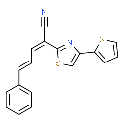 ChemSpider 2D Image | (2Z,4E)-5-Phenyl-2-[4-(2-thienyl)-1,3-thiazol-2-yl]-2,4-pentadienenitrile | C18H12N2S2