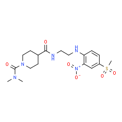 ChemSpider 2D Image | N~1~,N~1~-Dimethyl-N~4~-(2-{[4-(methylsulfonyl)-2-nitrophenyl]amino}ethyl)-1,4-piperidinedicarboxamide | C18H27N5O6S