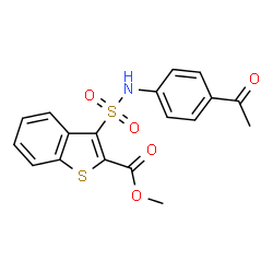 ChemSpider 2D Image | Methyl 3-[(4-acetylphenyl)sulfamoyl]-1-benzothiophene-2-carboxylate | C18H15NO5S2