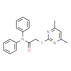 ChemSpider 2D Image | 2-(4,6-Dimethyl-pyrimidin-2-ylsulfanyl)-N,N-diphenyl-acetamide | C20H19N3OS