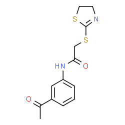 ChemSpider 2D Image | N-(3-Acetylphenyl)-2-(4,5-dihydro-1,3-thiazol-2-ylsulfanyl)acetamide | C13H14N2O2S2