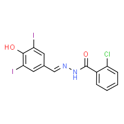 ChemSpider 2D Image | 2-Chloro-N'-[(E)-(4-hydroxy-3,5-diiodophenyl)methylene]benzohydrazide | C14H9ClI2N2O2
