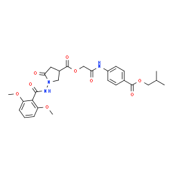 ChemSpider 2D Image | 2-{[4-(Isobutoxycarbonyl)phenyl]amino}-2-oxoethyl 1-[(2,6-dimethoxybenzoyl)amino]-5-oxo-3-pyrrolidinecarboxylate | C27H31N3O9
