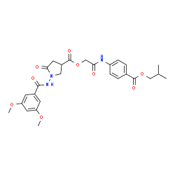 ChemSpider 2D Image | 2-{[4-(Isobutoxycarbonyl)phenyl]amino}-2-oxoethyl 1-[(3,5-dimethoxybenzoyl)amino]-5-oxo-3-pyrrolidinecarboxylate | C27H31N3O9