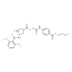 ChemSpider 2D Image | 2-{[4-(Butoxycarbonyl)phenyl]amino}-2-oxoethyl 1-[(2,6-dimethoxybenzoyl)amino]-5-oxo-3-pyrrolidinecarboxylate | C27H31N3O9
