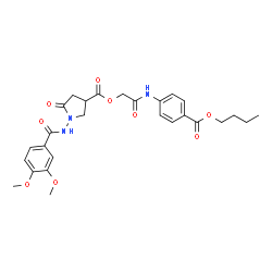 ChemSpider 2D Image | 2-{[4-(Butoxycarbonyl)phenyl]amino}-2-oxoethyl 1-[(3,4-dimethoxybenzoyl)amino]-5-oxo-3-pyrrolidinecarboxylate | C27H31N3O9