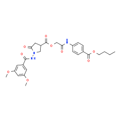 ChemSpider 2D Image | 2-{[4-(Butoxycarbonyl)phenyl]amino}-2-oxoethyl 1-[(3,5-dimethoxybenzoyl)amino]-5-oxo-3-pyrrolidinecarboxylate | C27H31N3O9