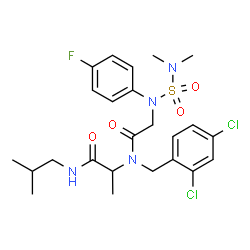 ChemSpider 2D Image | N-(Dimethylsulfamoyl)-N-(4-fluorophenyl)glycyl-N~2~-(2,4-dichlorobenzyl)-N-isobutylalaninamide | C24H31Cl2FN4O4S