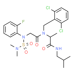 ChemSpider 2D Image | N-(Dimethylsulfamoyl)-N-(2-fluorophenyl)glycyl-N~2~-(2,6-dichlorobenzyl)-N-isobutylalaninamide | C24H31Cl2FN4O4S