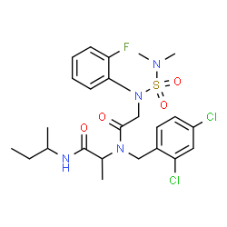 ChemSpider 2D Image | N-(Dimethylsulfamoyl)-N-(2-fluorophenyl)glycyl-N-sec-butyl-N~2~-(2,4-dichlorobenzyl)alaninamide | C24H31Cl2FN4O4S