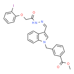 ChemSpider 2D Image | Methyl 3-({3-[(Z)-{[(2-iodophenoxy)acetyl]hydrazono}methyl]-1H-indol-1-yl}methyl)benzoate | C26H22IN3O4
