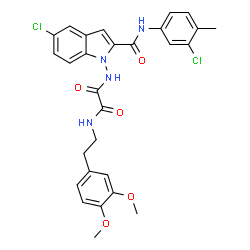 ChemSpider 2D Image | N-{5-Chloro-2-[(3-chloro-4-methylphenyl)carbamoyl]-1H-indol-1-yl}-N'-[2-(3,4-dimethoxyphenyl)ethyl]ethanediamide | C28H26Cl2N4O5