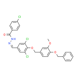ChemSpider 2D Image | N'-[(Z)-(4-{[4-(Benzyloxy)-3-methoxybenzyl]oxy}-3,5-dichlorophenyl)methylene]-4-chlorobenzohydrazide | C29H23Cl3N2O4