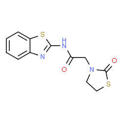 ChemSpider 2D Image | N-(1,3-Benzothiazol-2-yl)-2-(2-oxo-1,3-thiazolidin-3-yl)acetamide | C12H11N3O2S2