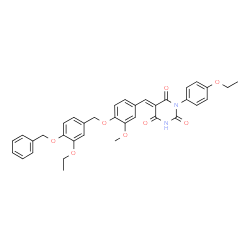 ChemSpider 2D Image | (5E)-5-(4-{[4-(Benzyloxy)-3-ethoxybenzyl]oxy}-3-methoxybenzylidene)-1-(4-ethoxyphenyl)-2,4,6(1H,3H,5H)-pyrimidinetrione | C36H34N2O8