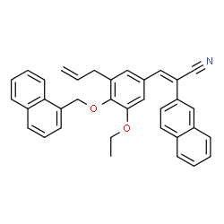 ChemSpider 2D Image | (2E)-3-[3-Allyl-5-ethoxy-4-(1-naphthylmethoxy)phenyl]-2-(2-naphthyl)acrylonitrile | C35H29NO2