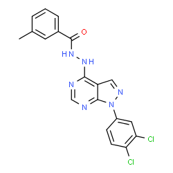 ChemSpider 2D Image | N'-[1-(3,4-Dichlorophenyl)-1H-pyrazolo[3,4-d]pyrimidin-4-yl]-3-methylbenzohydrazide | C19H14Cl2N6O