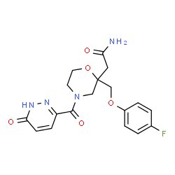 ChemSpider 2D Image | 2-{2-[(4-Fluorophenoxy)methyl]-4-[(6-oxo-1,6-dihydro-3-pyridazinyl)carbonyl]-2-morpholinyl}acetamide | C18H19FN4O5