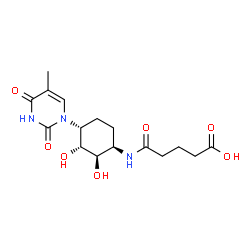 ChemSpider 2D Image | 5-{[(1R,2R,3R,4R)-2,3-Dihydroxy-4-(5-methyl-2,4-dioxo-3,4-dihydro-1(2H)-pyrimidinyl)cyclohexyl]amino}-5-oxopentanoic acid | C16H23N3O7