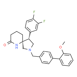 ChemSpider 2D Image | (4R,5S)-4-(3,4-Difluorophenyl)-2-[(2'-methoxy-4-biphenylyl)methyl]-2,6-diazaspiro[4.5]decan-7-one | C28H28F2N2O2