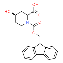 ChemSpider 2D Image | (2R,4R)-1-[(9H-Fluoren-9-ylmethoxy)carbonyl]-4-hydroxy-2-piperidinecarboxylic acid | C21H21NO5