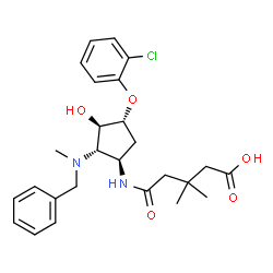 ChemSpider 2D Image | 5-{[(1R,2S,3R,4R)-2-[Benzyl(methyl)amino]-4-(2-chlorophenoxy)-3-hydroxycyclopentyl]amino}-3,3-dimethyl-5-oxopentanoic acid | C26H33ClN2O5