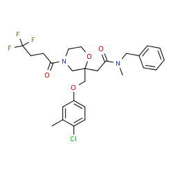 ChemSpider 2D Image | N-Benzyl-2-{2-[(4-chloro-3-methylphenoxy)methyl]-4-(4,4,4-trifluorobutanoyl)-2-morpholinyl}-N-methylacetamide | C26H30ClF3N2O4
