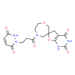 ChemSpider 2D Image | 4'-[3-(3,6-Dioxo-3,6-dihydro-1(2H)-pyridazinyl)propanoyl]-1,5-dihydro-2H-spiro[furo[2,3-d]pyrimidine-6,6'-[1,4]oxazepane]-2,4(3H)-dione | C17H19N5O7