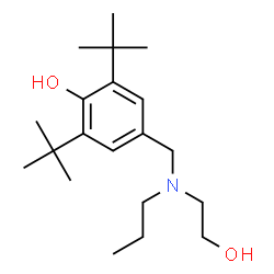 ChemSpider 2D Image | 4-{[(2-Hydroxyethyl)(propyl)amino]methyl}-2,6-bis(2-methyl-2-propanyl)phenol | C20H35NO2