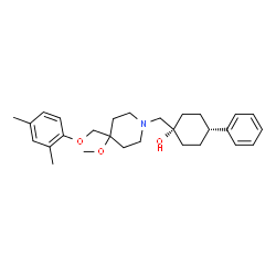 ChemSpider 2D Image | cis-1-({4-[(2,4-Dimethylphenoxy)methyl]-4-methoxy-1-piperidinyl}methyl)-4-phenylcyclohexanol | C28H39NO3
