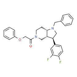 ChemSpider 2D Image | 1-[(3R,3aR,7aS)-1-Benzyl-3-(3,4-difluorophenyl)octahydro-5H-pyrrolo[3,2-c]pyridin-5-yl]-2-phenoxyethanone | C28H28F2N2O2