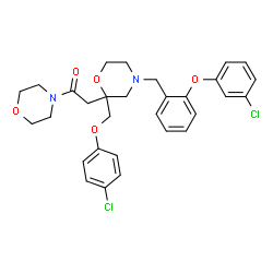 ChemSpider 2D Image | 2-{4-[2-(3-Chlorophenoxy)benzyl]-2-[(4-chlorophenoxy)methyl]-2-morpholinyl}-1-(4-morpholinyl)ethanone | C30H32Cl2N2O5