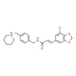 ChemSpider 2D Image | 1-[4-({[(2E)-3-(7-Chloro-1,3-benzodioxol-5-yl)-2-propenoyl]amino}methyl)benzyl]piperidinium | C23H26ClN2O3