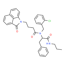 ChemSpider 2D Image | Nalpha-(2-Chlorobenzyl)-Nalpha-[4-(2-oxobenzo[cd]indol-1(2H)-yl)butanoyl]-N-propylphenylalaninamide | C34H34ClN3O3