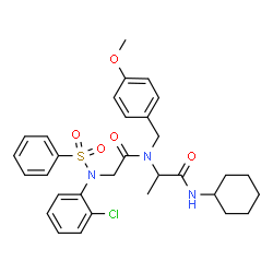 ChemSpider 2D Image | N-(2-Chlorophenyl)-N-(phenylsulfonyl)glycyl-N-cyclohexyl-N~2~-(4-methoxybenzyl)alaninamide | C31H36ClN3O5S