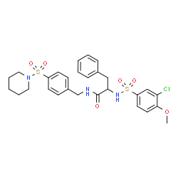 ChemSpider 2D Image | Nalpha-[(3-Chloro-4-methoxyphenyl)sulfonyl]-N-[4-(1-piperidinylsulfonyl)benzyl]phenylalaninamide | C28H32ClN3O6S2